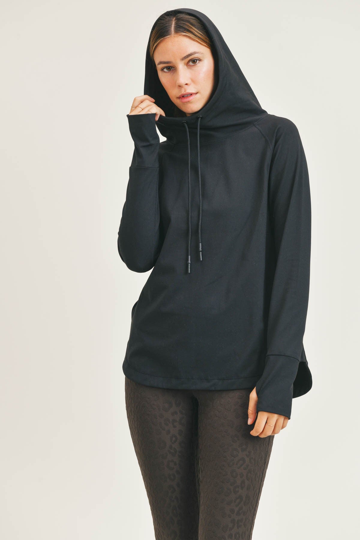 Active Hoodie Top with Thumbholes | MONO B - Final Sale