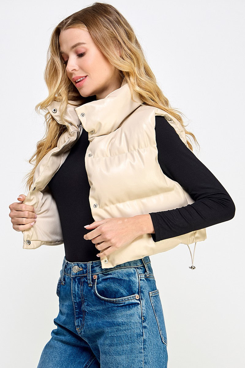 Get Ready for Maximum Impact Pleather Cropped Vest