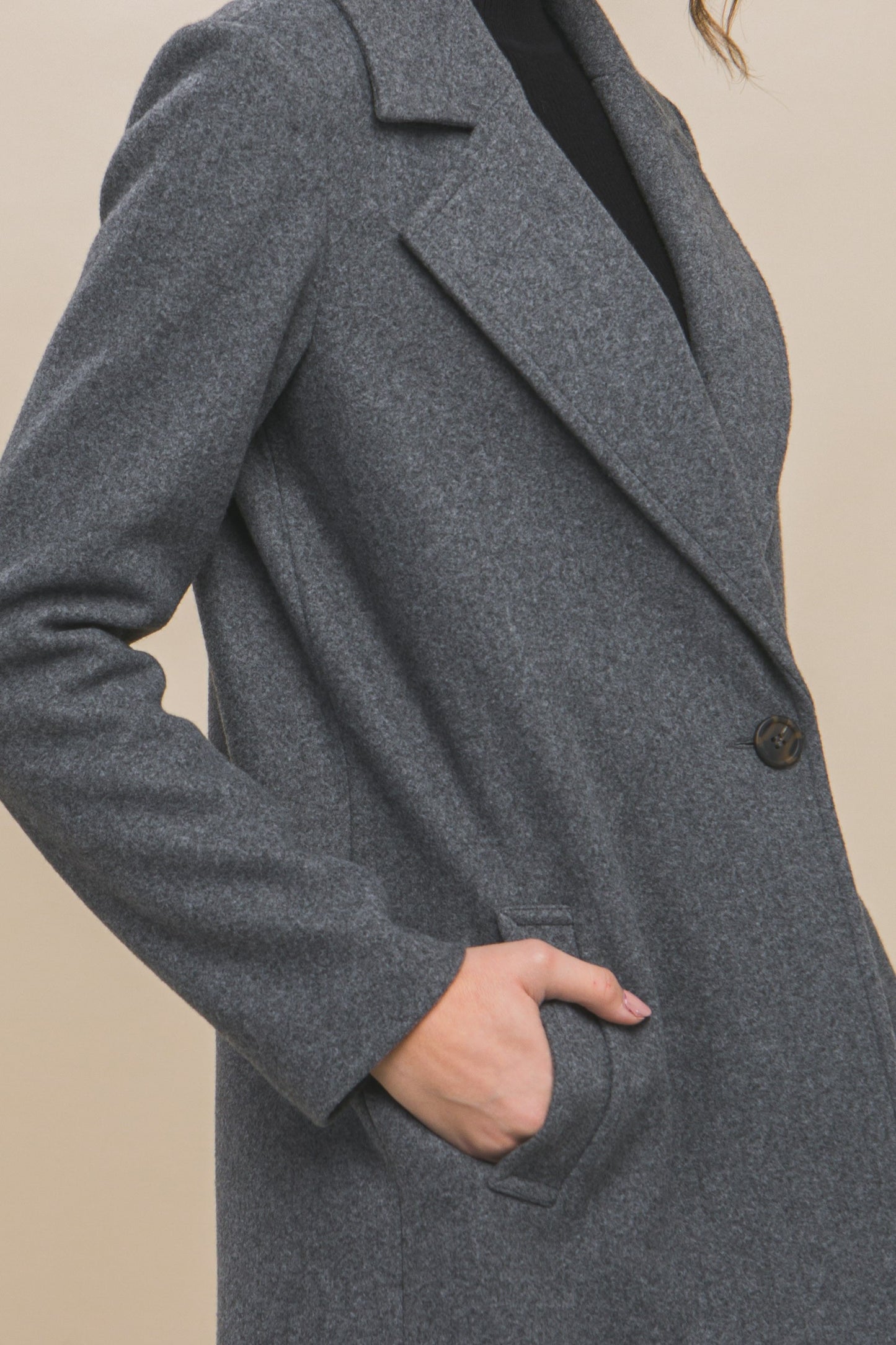 Grey Fleece Single Breasted Coat - Final Sale