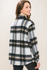 Wool Blend Plaid Button Up Shacket - Black