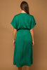 Jewel Green Surplice Faux Wrap Midi Dress