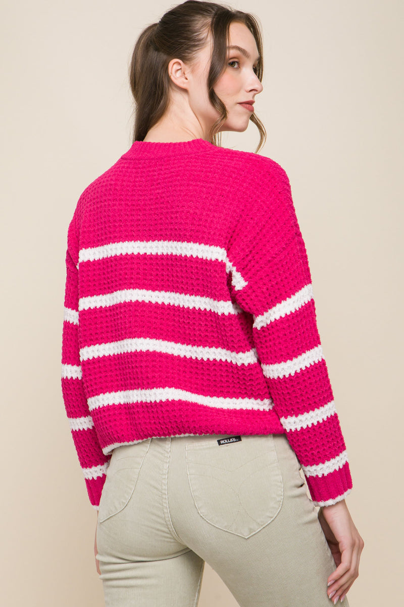 Striped Waffle Knit Sweater - Final Sale