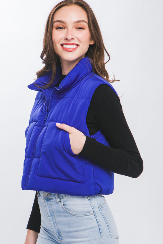 Puffer Vest With Pockets - Royal