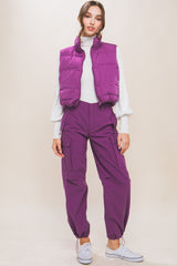Violet Puffer Vest With Pockets