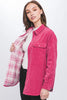 Corduroy Reversible Plaid Shacket - Fuchsia