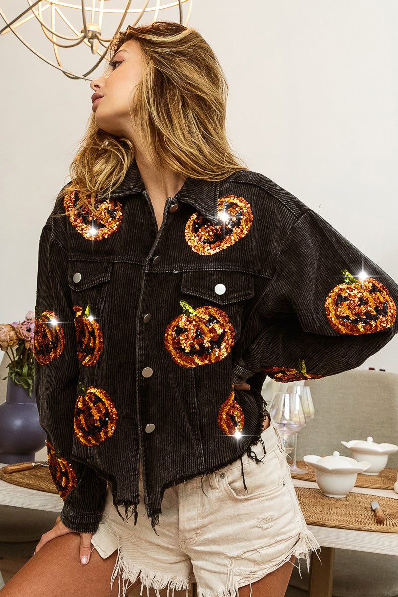 Get Spooky with Pumpkins Corduroy Jacket