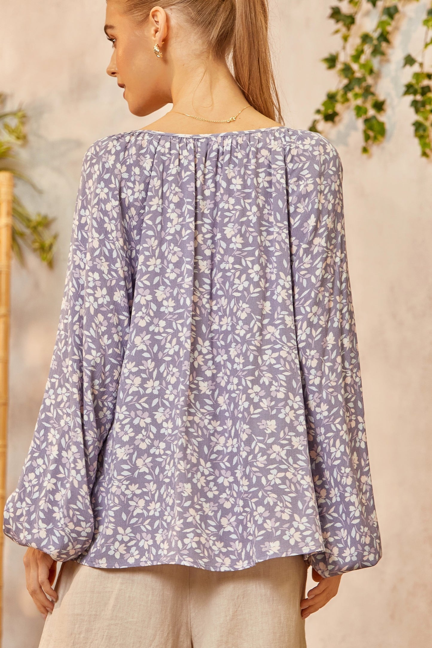 Dusty Lavender Floral Top - Final Sale