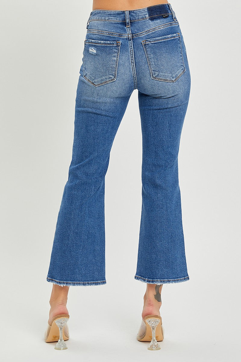 Mid Rise Button Down Cropped Denim Jeans | Risen