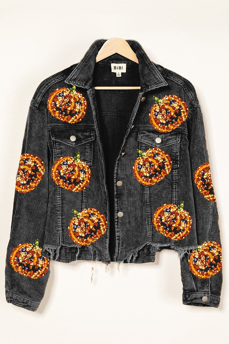 Get Spooky with Pumpkins Corduroy Jacket