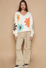 Flower V-Neck Pullover Sweater | POL