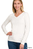 Brushed Microfiber V-Neck Long Sleeve Top - Part 2 - Final Sale