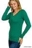 Brushed Microfiber Long Sleeve V-neck Tee (11 COLORS) | ZENANA *LA LIVE PREORDER