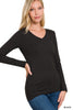 Brushed Microfiber V-Neck Long Sleeve Top