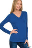 Brushed Microfiber Long Sleeve V-neck Tee (11 COLORS) | ZENANA *LA LIVE PREORDER
