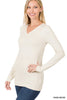 Brushed Microfiber V-Neck Long Sleeve Top - Final Sale