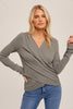 SURPLICE RIBBED V NECK LONG SLEEVE TOP | HEM & THREAD