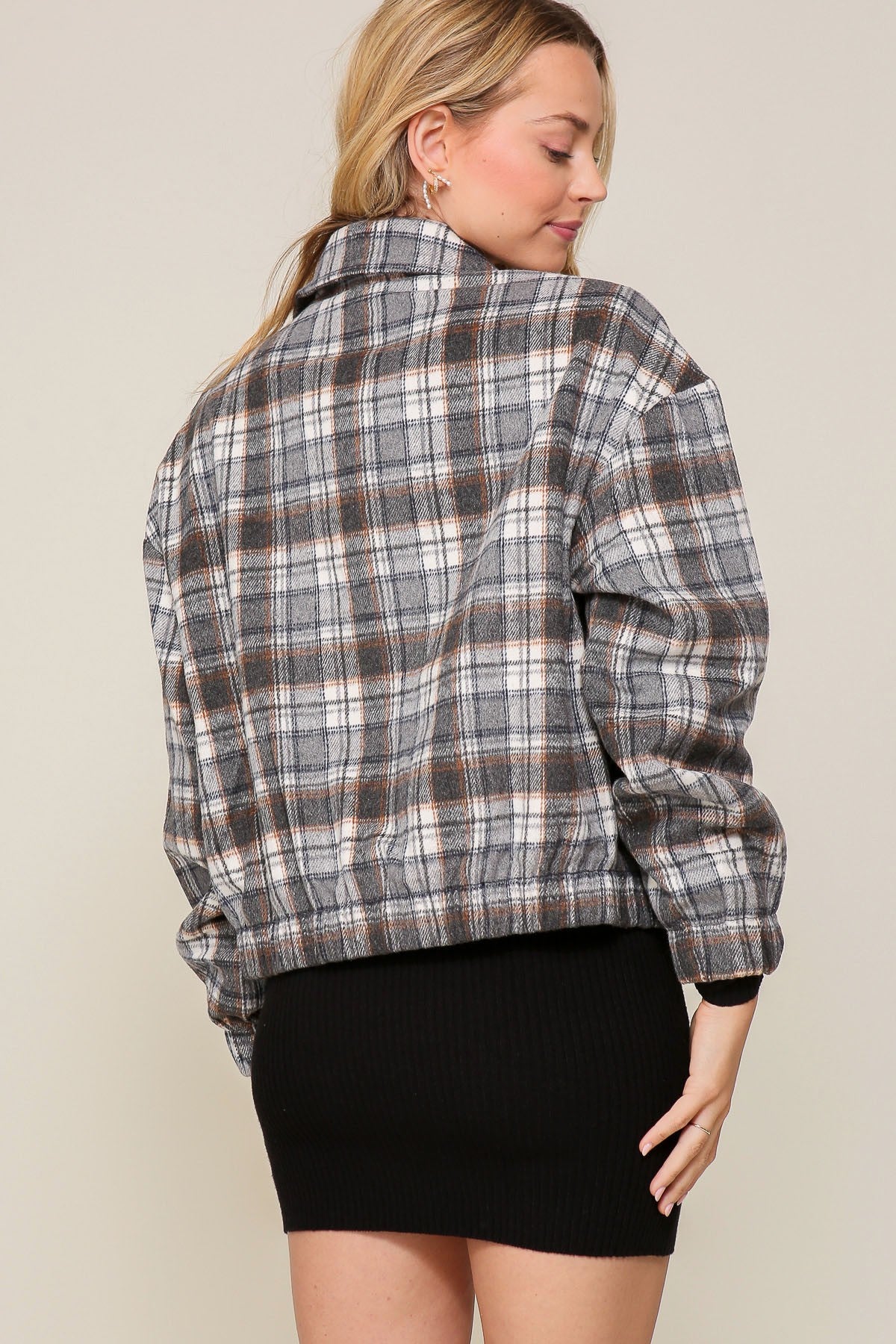 Hints of Fall Plaid Zip Up Jacket