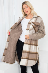 Season Turning Tan Plaid Long Jacket