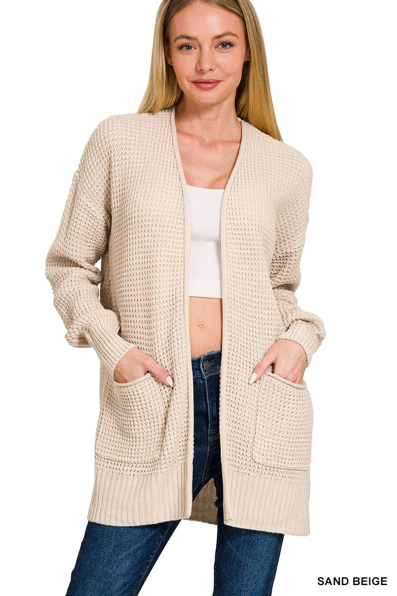 The Jessica Waffle Open Cardigan Sweater | ZENANA
