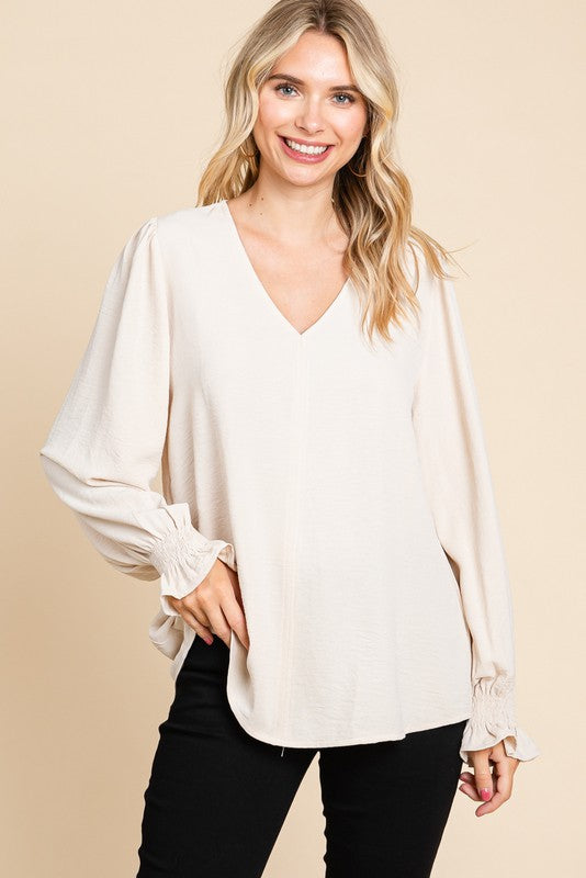 Solid Long Poet Sleeves Top