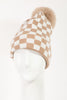 Checkered Pom Beanie - Khaki