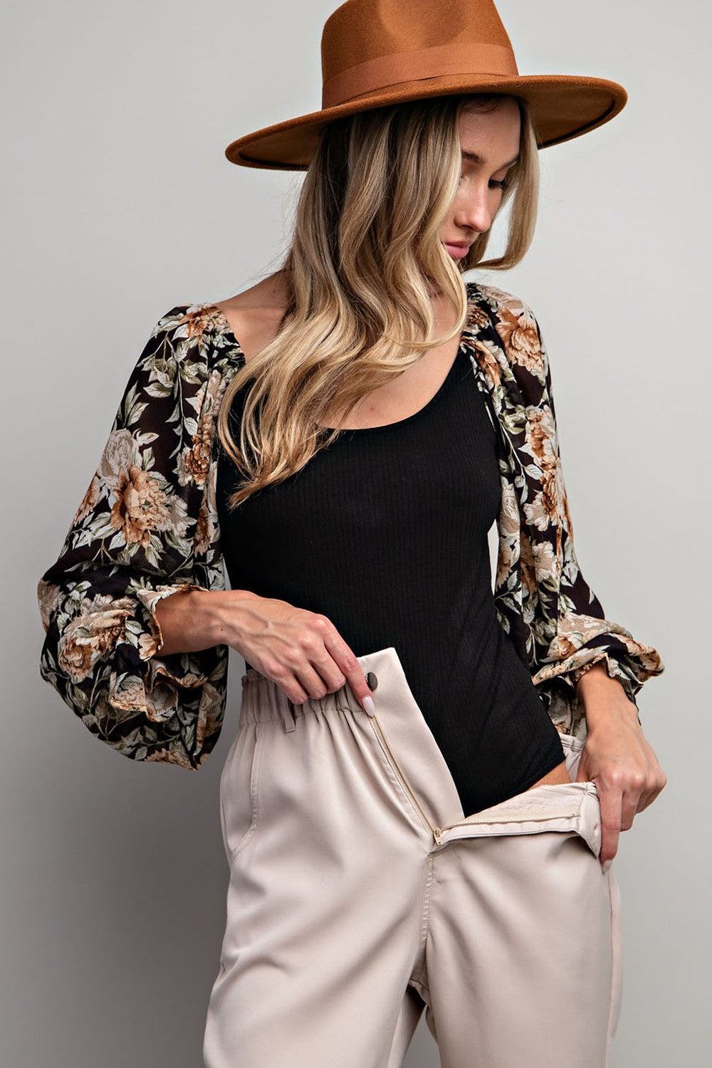 Must Have Been Memphis Floral Bubble Sleeve Bodysuit - Final Sale