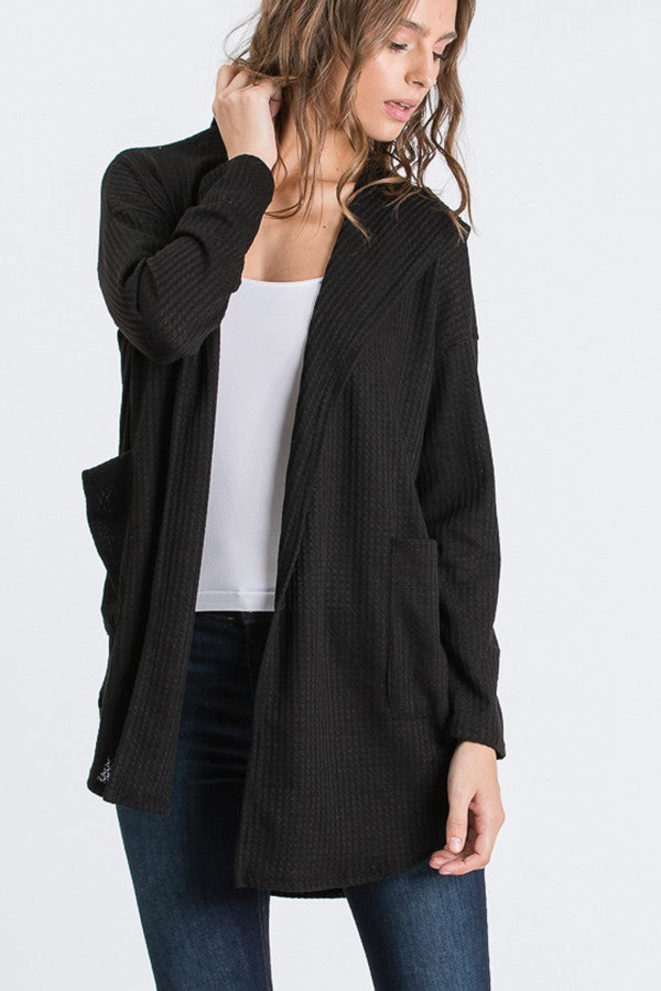 Hooded Waffle Cardigan