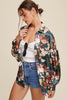 Flower Print Button Down Oversized Satin Blouse