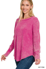 Washed Baby Waffle Long Sleeve Top - Part 3