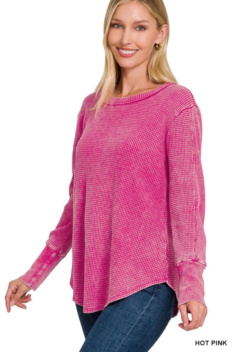 Washed Baby Waffle Long Sleeve Top - Part 3