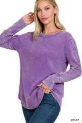 Washed Baby Waffle Long Sleeve Top - Part 3