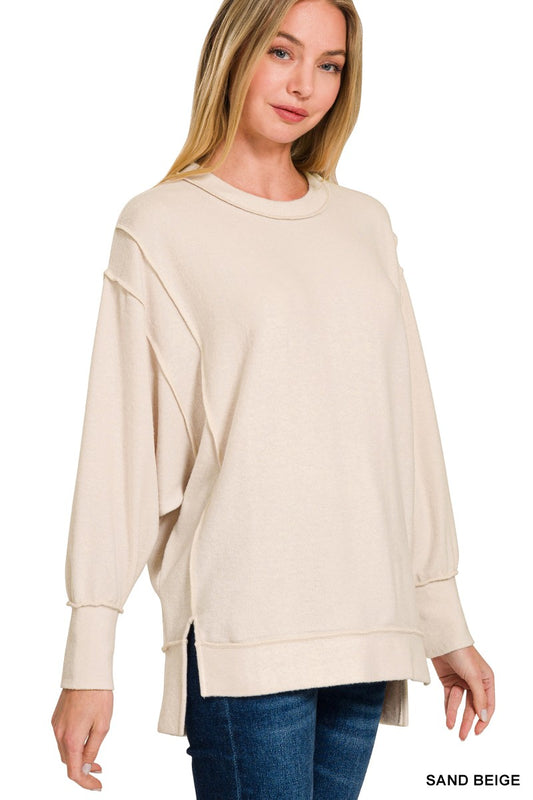 Brushed Melange Hacci Oversized Sweater | ZENANA *LA LIVE PREORDER 45% OFF