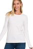 Cotton Crew Neck Long Sleeve Top DOORBUSTER DEAL ZENANA