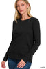 Cotton Crew Neck Long Sleeve Top DOORBUSTER DEAL ZENANA