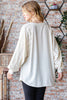 Cream Solid Lace Contrast Long Sleeve Top*DEAL - COUPON EXCLUDED*