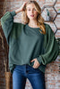 Solid Olive Lace Contrast Sweater Top*DEAL - COUPON EXCLUDED*