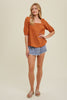 Amber Textured Balloon Sleeve Top