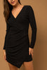 Black Long Sleeve Pleated Mini Dress - Final Sale