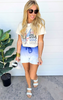 USA Star Spangled Lightening Graphic Crop Tee