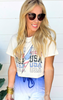 USA Star Spangled Lightening Graphic Crop Tee