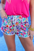 PREORDER-Fiesta Time Floral Drawstring Everyday Shorts, White  | JESS LEA *30A JANUARY PREORDER