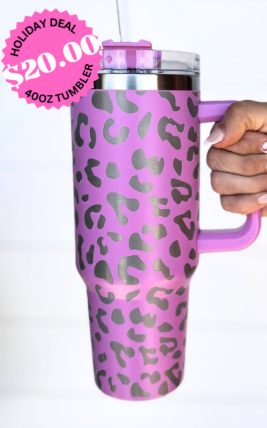 Pink Purple Leopard 40oz Tumbler