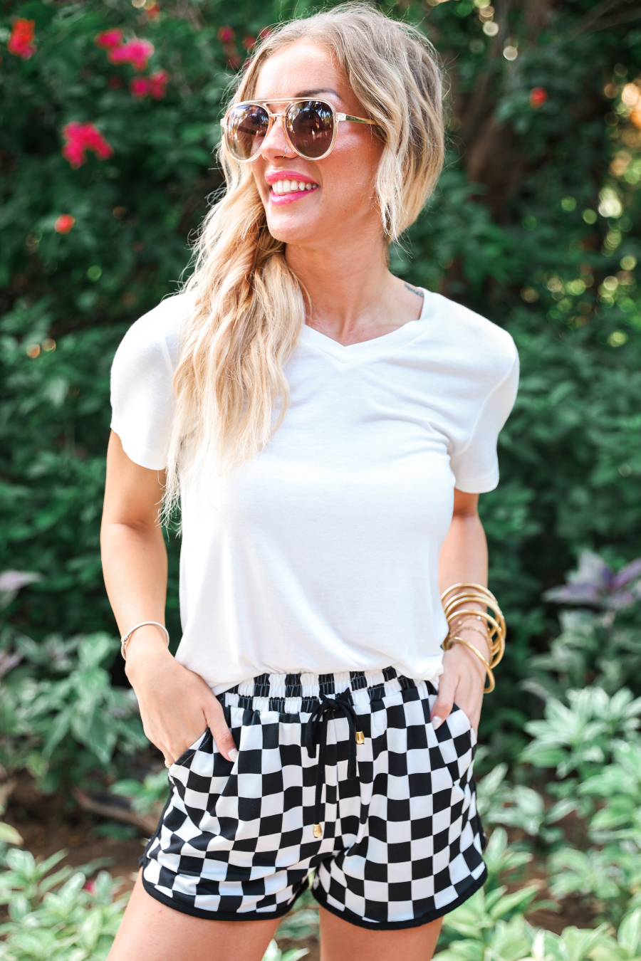 PREORDER-Checkerboard Checkered Drawstring Everyday Shorts| JESS LEA *30A JANUARY PREORDER