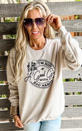 Good Girl with Bad Habits Crewneck Sweatshirt - Sandstone 