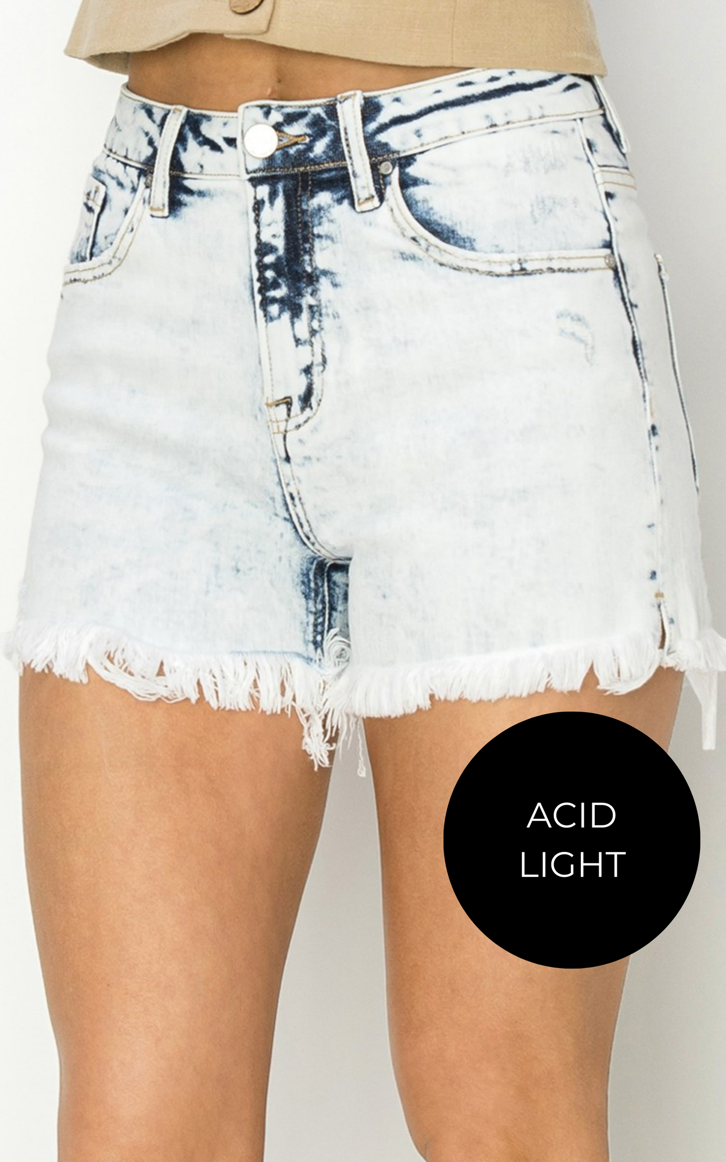 High Rise Tummy Control Side Slit Denim Shorts | RISEN **30A JANUARY PREORDER