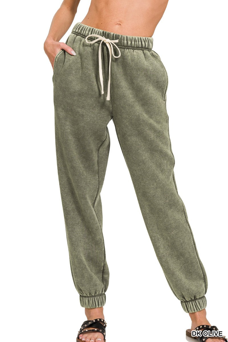 Crisp Morning Fleece Joggers | ZENANA