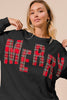 Plaid Merry Lettering Christmas Fleece Sweatshirt | BIBI *LA LIVE PREORDER