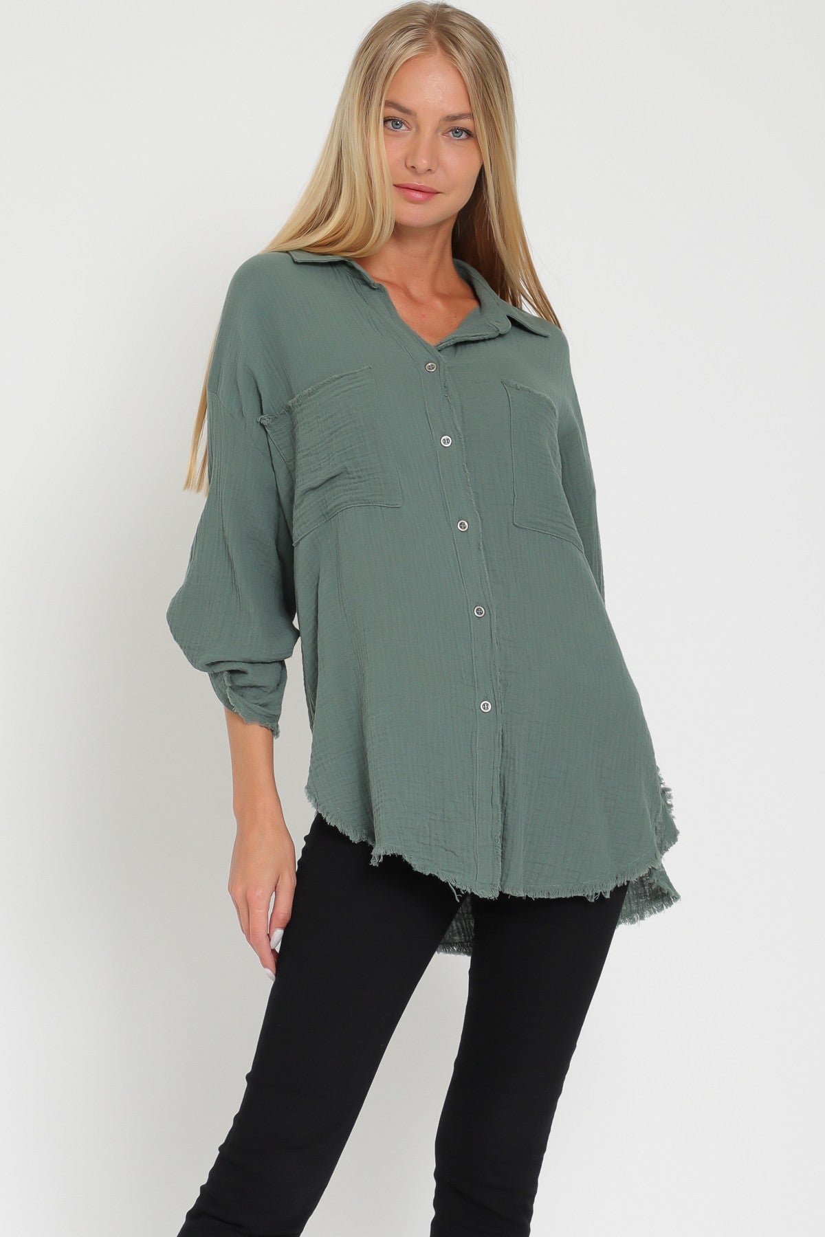 Roll Up Sleeve Oversized Shirt