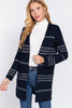 Cozy Nights Black Stripe Sweater Cardigan