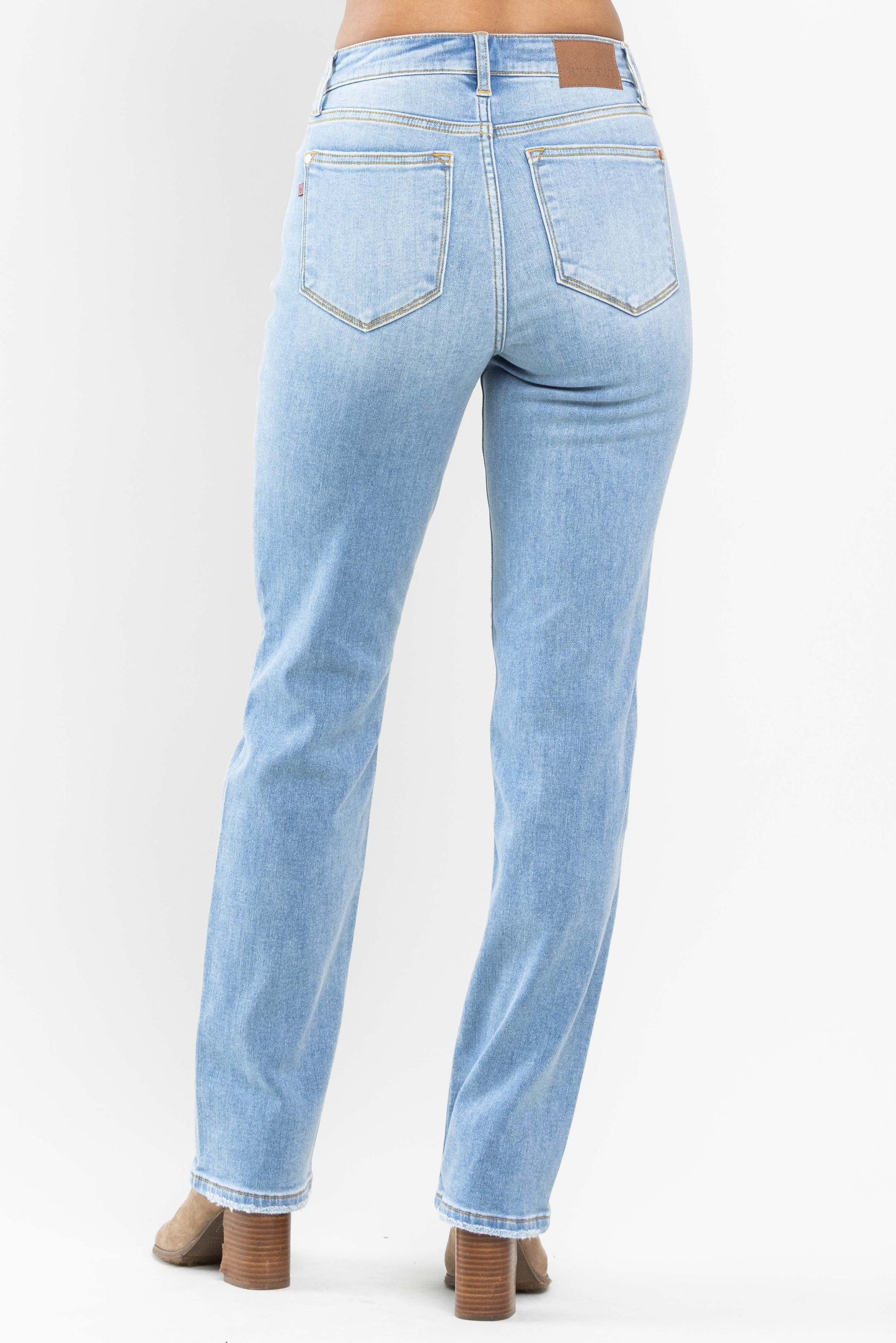 High Waist Contrast Wash Thermal Straight Denim Jean | Judy Blue